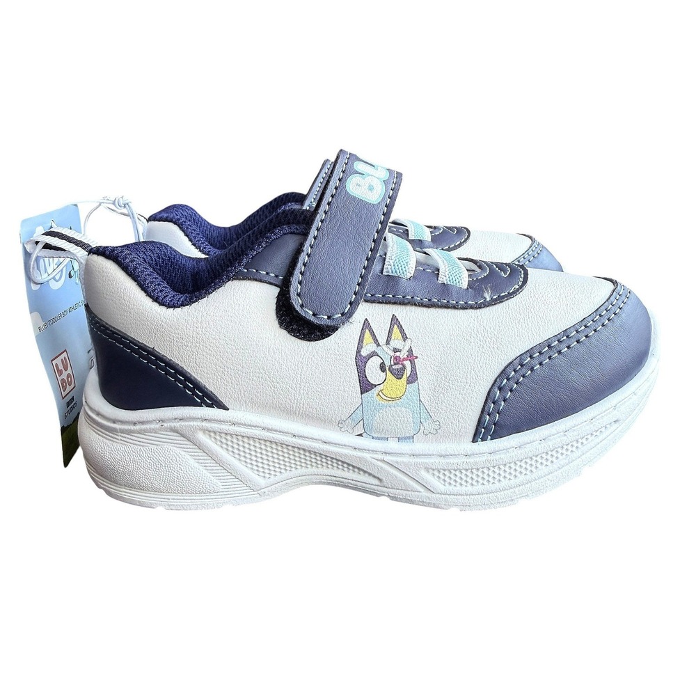 Bluey Bingo Toddler Boy Athletic Sneaker White Navy‎ Blue Size 8 NEW